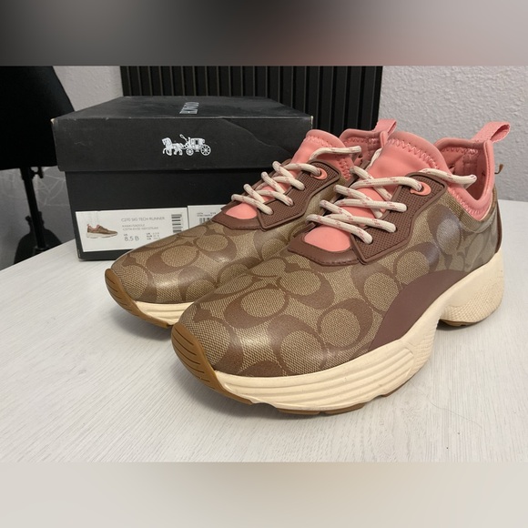 Coach Shoes - Coach Women's Tan and Pink Sneakers